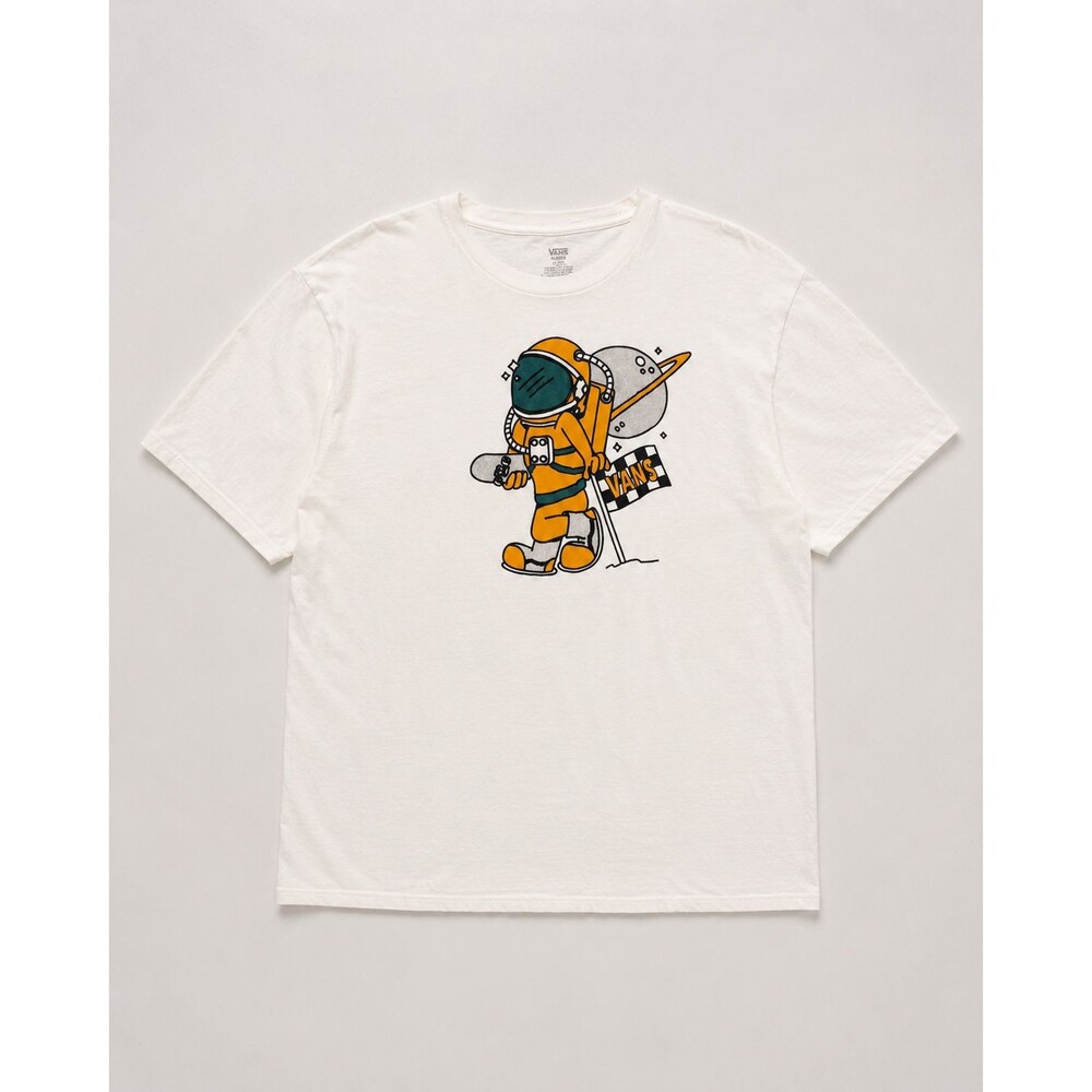 Vans Mens XL White Astronaut Space Cadet Skateboard Graphic Tee Double Sided